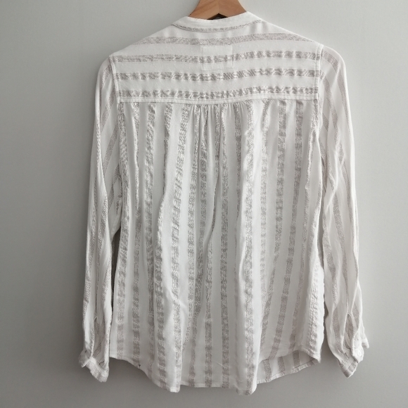 Rails Eloise Button Up in Carrera Metallic Stripe White Mandarin Collar Small - Picture 3 of 15